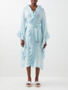 Lisa Marie Fernandez - Anita Linen-blend Gauze Wrap Dress - Womens - Pale Blue