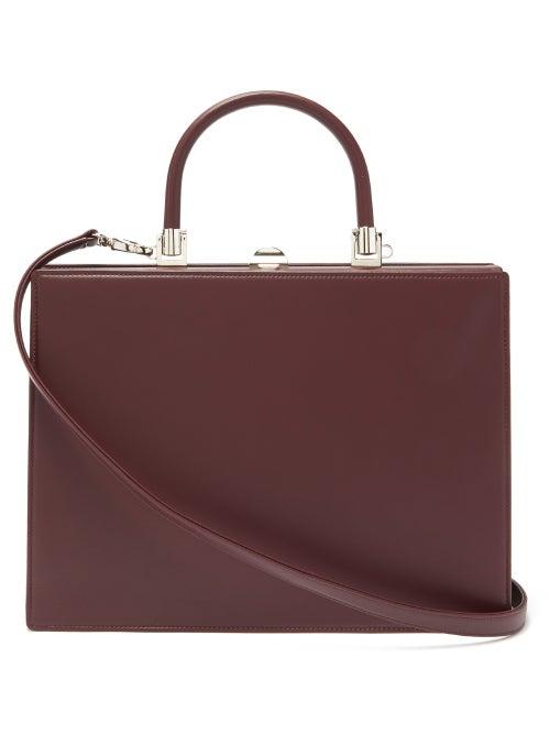 Matchesfashion.com Rodo - Le Marais Frame-top Leather Handbag - Womens - Burgundy