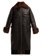 Matchesfashion.com Miu Miu - Patch Pocket Long Shearling Coat - Womens - Black Brown
