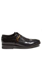 Matchesfashion.com Balenciaga - Crocodile Effect Leather Derby Shoes - Mens - Black