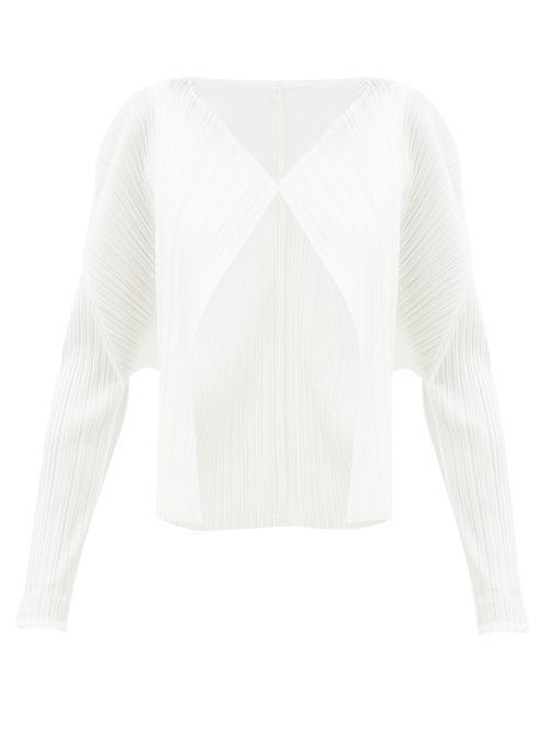 Matchesfashion.com Pleats Please Issey Miyake - Technical-pleated Cardigan - Womens - White