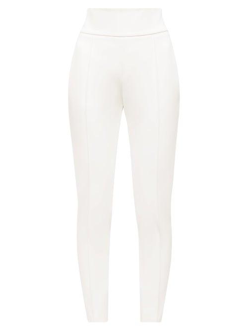 Matchesfashion.com Alexandre Vauthier - High-rise Pintucked Crepe Slim-leg Trousers - Womens - White