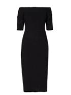 Matchesfashion.com Altuzarra - Stansfield Off The Shoulder Knitted Midi Dress - Womens - Black