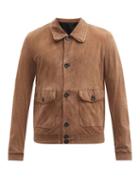 Matchesfashion.com Giorgio Armani - Flap-pocket Suede Jacket - Mens - Beige