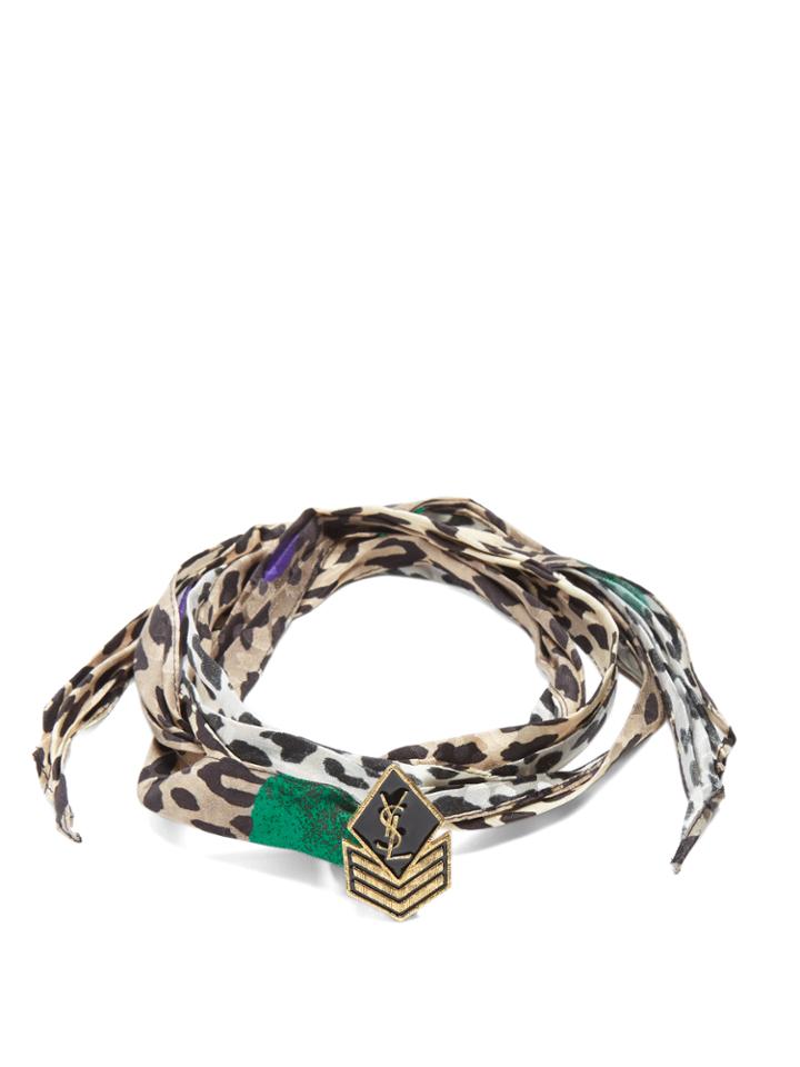 Saint Laurent Leopard-print Silk-satin Choker