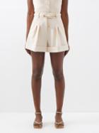 Zimmermann - Wonderland High-rise Wool-blend Shorts - Womens - Cream