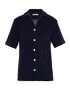 Matchesfashion.com Hecho - Terry Towelling Cotton Blend Short Sleeved Shirt - Mens - Navy