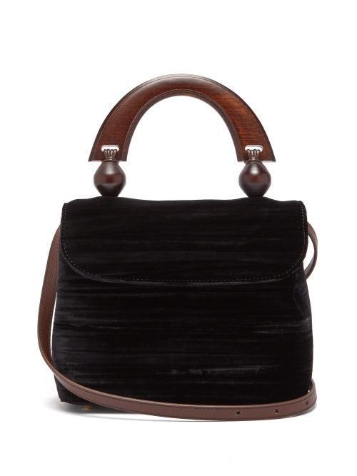 Matchesfashion.com By Far - Fiona Mini Bead Embellished Velvet Bag - Womens - Black