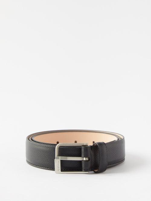 Maison Margiela - Logo-engraved Leather Belt - Mens - Black