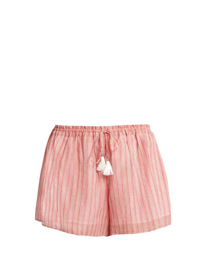 Zimmermann Roza Striped Cotton Shorts