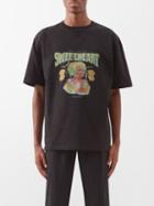 Ahluwalia - Quadri Sweetheart-print Cotton-blend T-shirt - Mens - Black Print