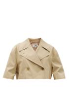 Matchesfashion.com Mm6 Maison Margiela - Cropped Double-breasted Cotton-gabardine Jacket - Womens - Beige