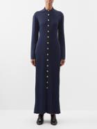 The Row - Carmelo Buttoned Jersey Maxi Dress - Womens - Navy