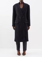 Isabel Marant - Licia Collarless Pinstriped-wool Coat - Womens - Midnight