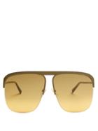 Matchesfashion.com Givenchy - Gv Ray Metal Aviator Sunglasses - Womens - Gold