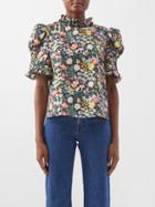Horror Vacui - Julietta Floral-print Cotton-poplin Blouse - Womens - Black Multi