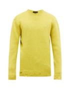 Matchesfashion.com Stella Mccartney - Distressed V Neck Alpaca Wool Sweater - Mens - Yellow