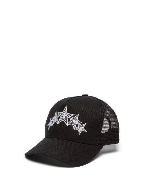 Matchesfashion.com Amiri - Five Star Embroidered Canvas And Mesh Cap - Mens - Black