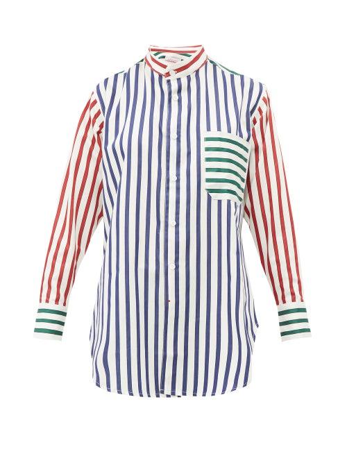 Matchesfashion.com Charles Jeffrey Loverboy - Band Collar Striped Cotton Shirt - Womens - White Multi