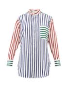 Matchesfashion.com Charles Jeffrey Loverboy - Band Collar Striped Cotton Shirt - Womens - White Multi