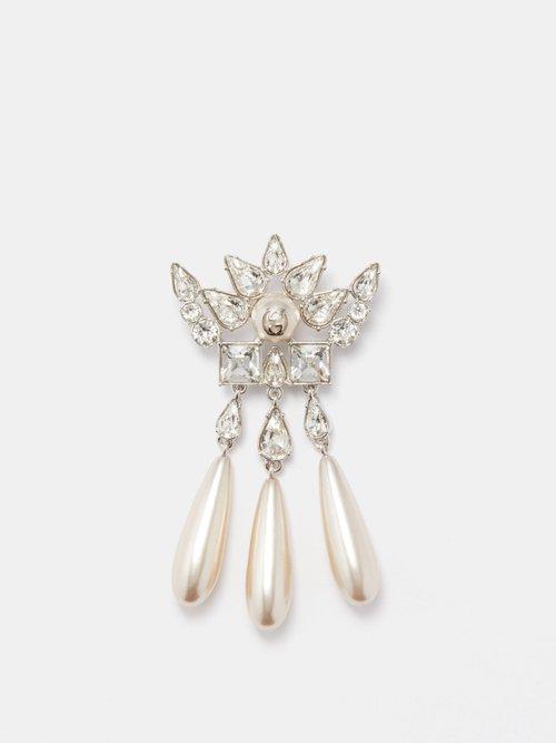 Gucci - Gg Crystal And Faux-pearl Brooch - Womens - Pearl
