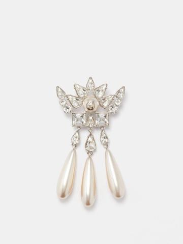 Gucci - Gg Crystal And Faux-pearl Brooch - Womens - Pearl