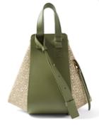 Loewe - Hammock Small Leather And Canvas Tote Bag - Womens - Green Multi