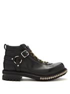 Alexander Mcqueen Harness Leather Hiking Boots