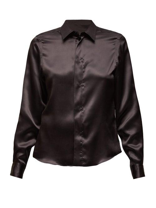 Matchesfashion.com Balenciaga - Silk Satin Blouse - Womens - Black