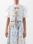 Horror Vacui - Pauline Floral-print Quilted Cotton-poplin Gilet - Womens - White Multi