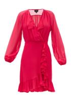 Matchesfashion.com Giambattista Valli - Pussy-bow Ruffled Silk-crepe Mini Dress - Womens - Red