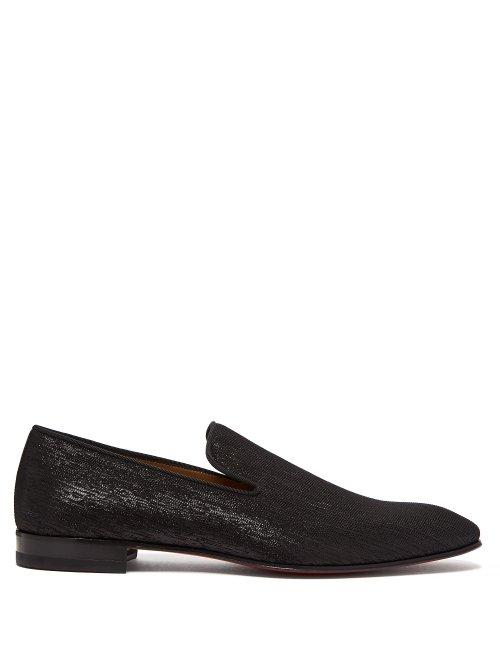Matchesfashion.com Christian Louboutin - Dandelion Metallic Shantung Loafers - Mens - Black