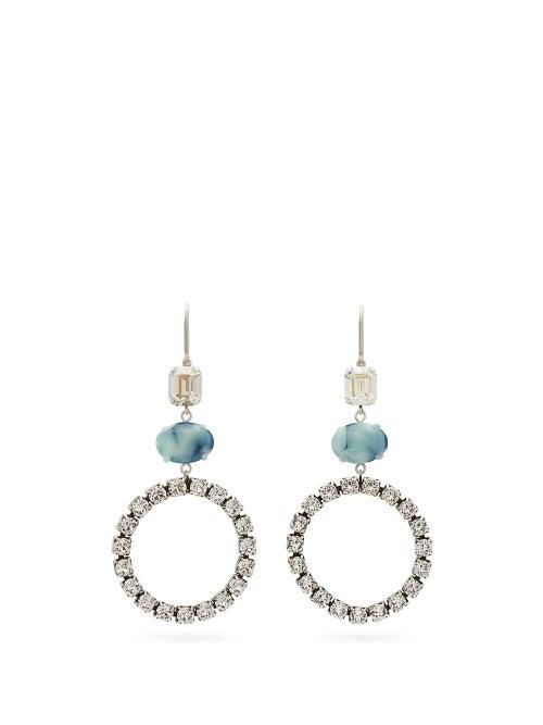 Matchesfashion.com Isabel Marant - Crystal And Marbled Drop Earrings - Womens - Blue