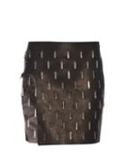 Anthony Vaccarello Open-leg Embellished Leather Skirt