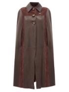 Matchesfashion.com Gucci - Gg-logo Leather And Suede Cape - Womens - Brown