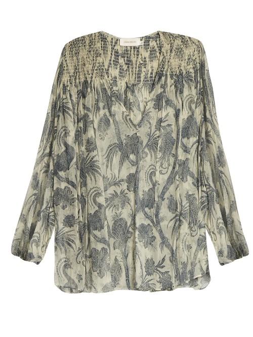 Zimmermann Adorn Bird Chintz-print Silk-chiffon Blouse