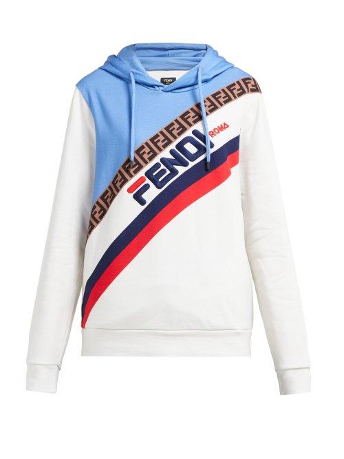 Matchesfashion.com Fendi - Mania Logo Embroidered Hooded Sweatshirt - Womens - Cream Multi