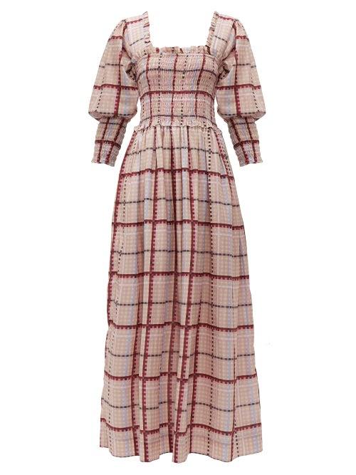 Matchesfashion.com Ganni - Checked Cotton Blend Dress - Womens - Pink