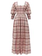 Matchesfashion.com Ganni - Checked Cotton Blend Dress - Womens - Pink