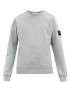 Matchesfashion.com Stone Island - Logo Patch Fleece Backed Cotton Sweatshirt - Mens - Light Grey