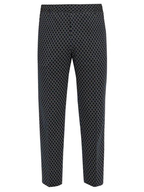 Matchesfashion.com Gucci - Logo Jacquard Cotton Track Pants - Mens - Navy Multi
