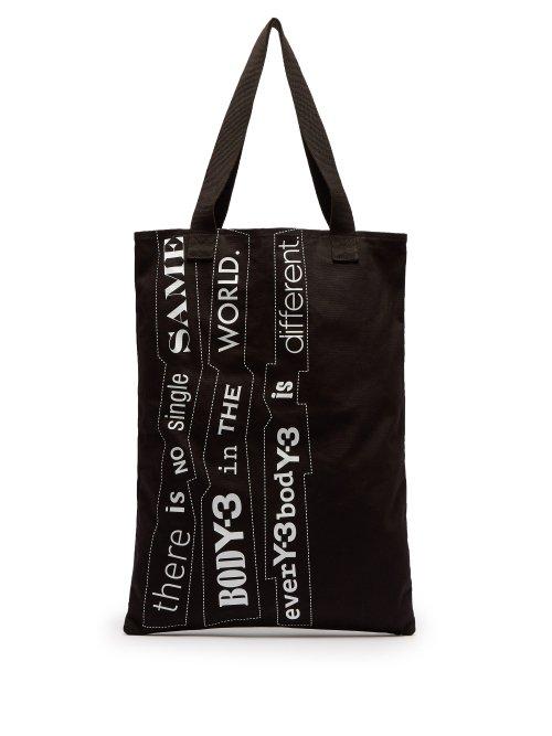Matchesfashion.com Y-3 - Printed Cotton Canvas Tote Bag - Mens - Black