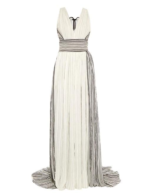 Sophie Theallet Ruched Striped Gauze Gown