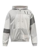 Mens Rtw Valentino - Vltn-logo Patchwork Jersey Hooded Sweatshirt - Mens - Grey