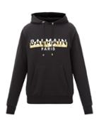 Balmain - Foil-logo Cotton-jersey Hooded Sweatshirt - Mens - Black Gold