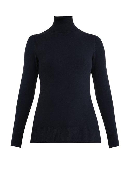 Matchesfashion.com Joostricot - Roll Neck Cotton Blend Sweater - Womens - Navy