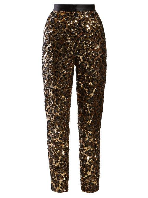 Matchesfashion.com Dolce & Gabbana - Leopard Print Sequinned Trousers - Womens - Leopard