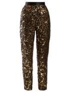 Matchesfashion.com Dolce & Gabbana - Leopard Print Sequinned Trousers - Womens - Leopard