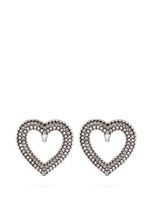 Matchesfashion.com Balenciaga - Crystal Embellished Heart Earrings - Womens - Crystal