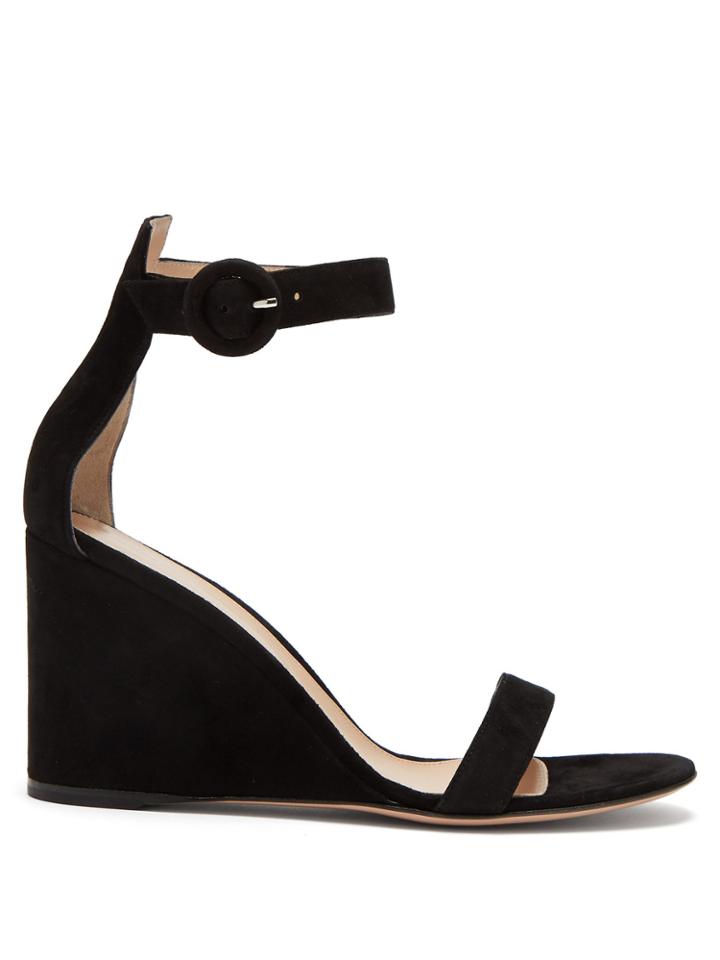 Gianvito Rossi Portofino 85 Suede Wedge Sandals